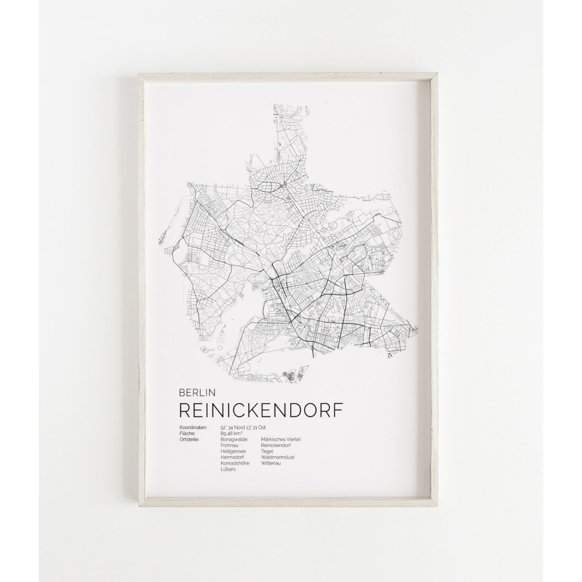 Karte BERLIN Reinickendorf als Print im skandinavischen Stil von Skanemarie