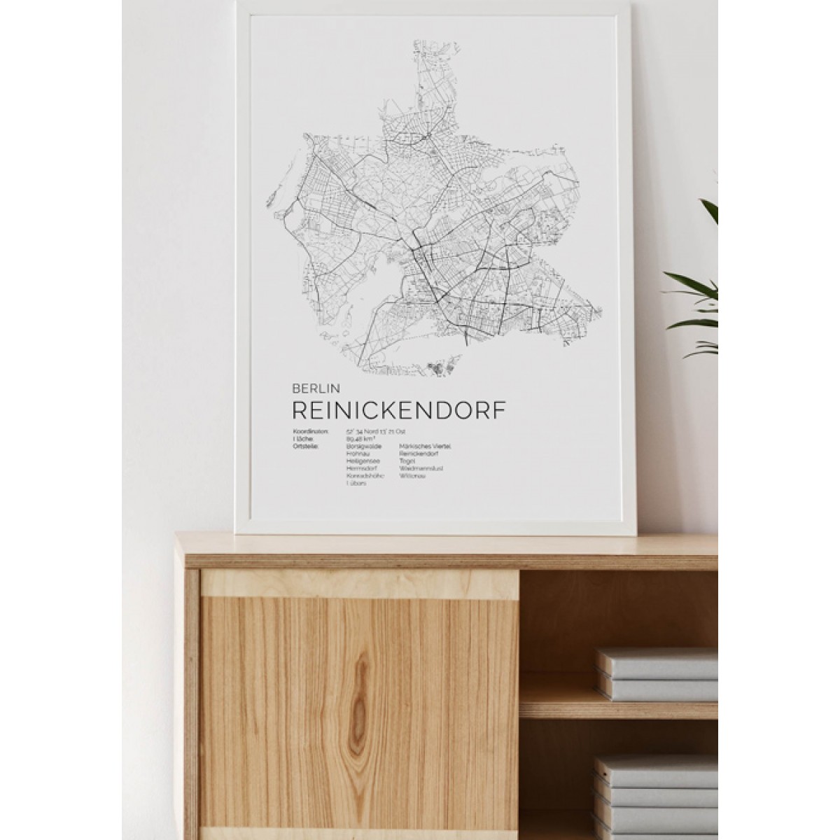 Karte BERLIN Reinickendorf als Print im skandinavischen Stil von Skanemarie +++ Geschenkidee zu Weihnachten