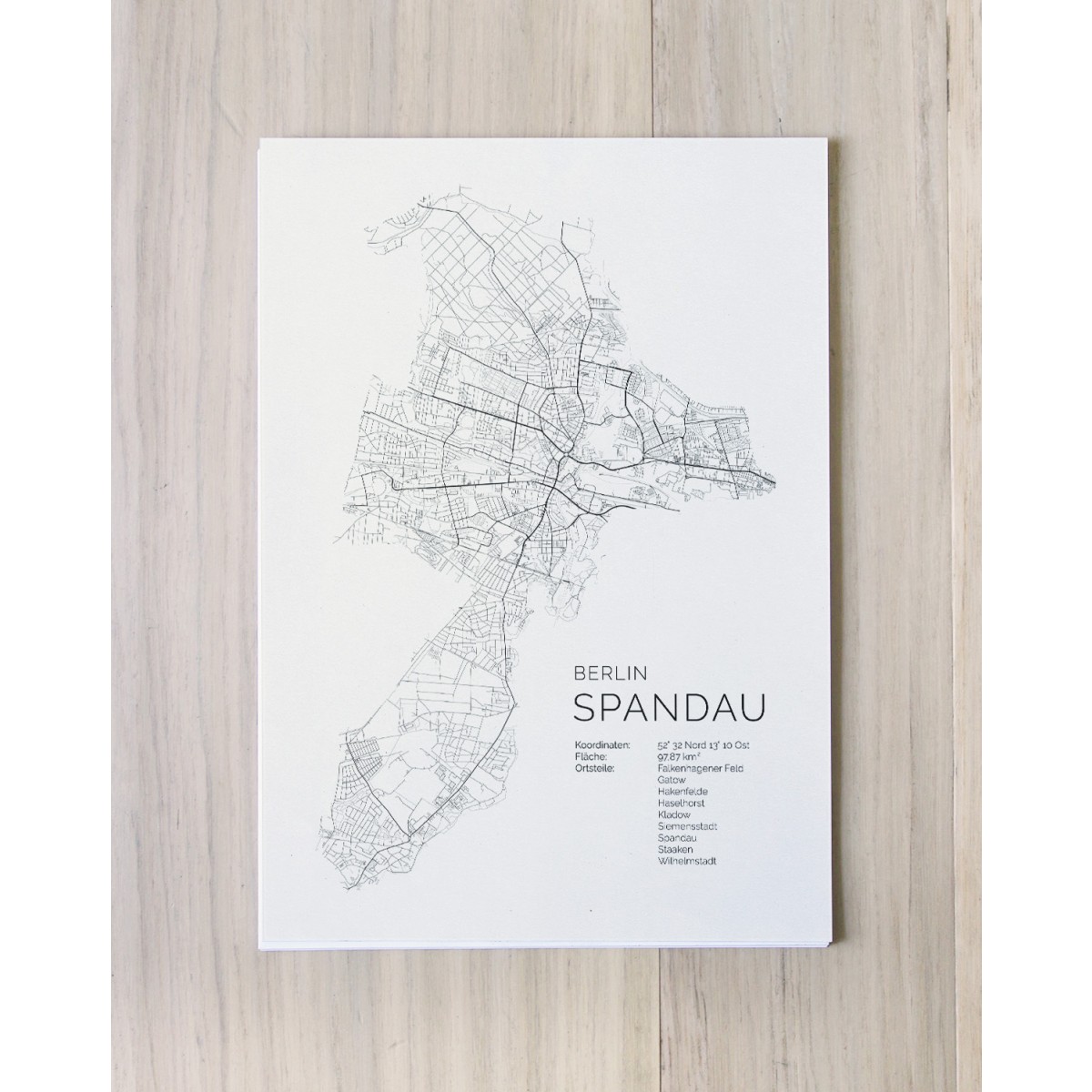Karte BERLIN SPANDAU als Print im skandinavischen Stil von Skanemarie +++ Geschenkidee zu Weihnachten
