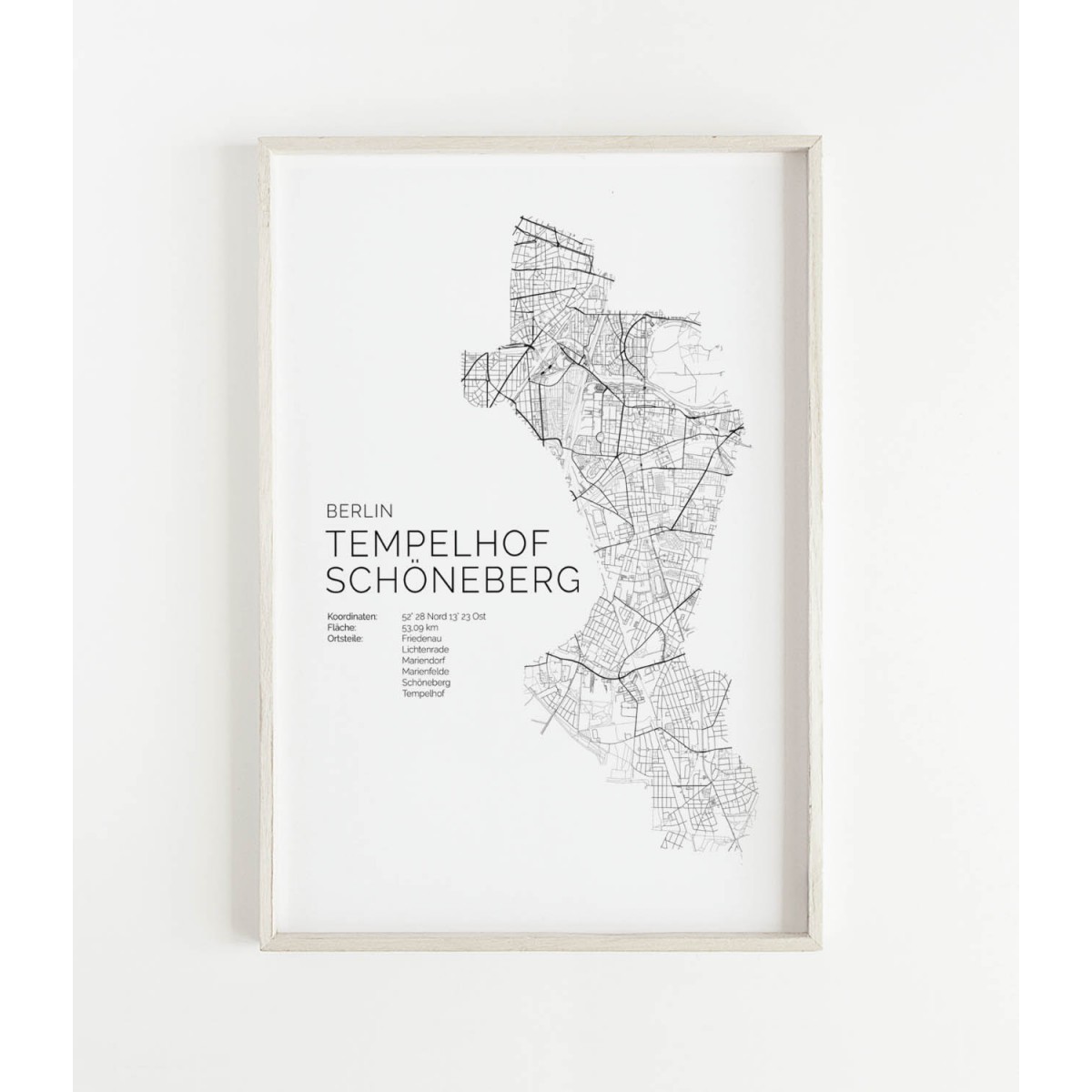 Karte BERLIN Tempelhof Schöneberg als Print im skandinavischen Stil von Skanemarie