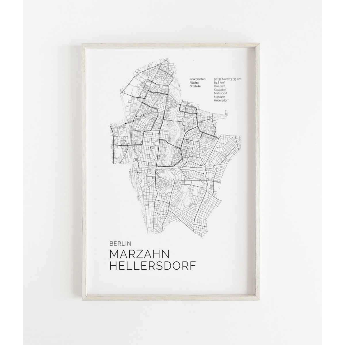 Karte BERLIN Marzahn Hellersdorf als Print von Skanemarie