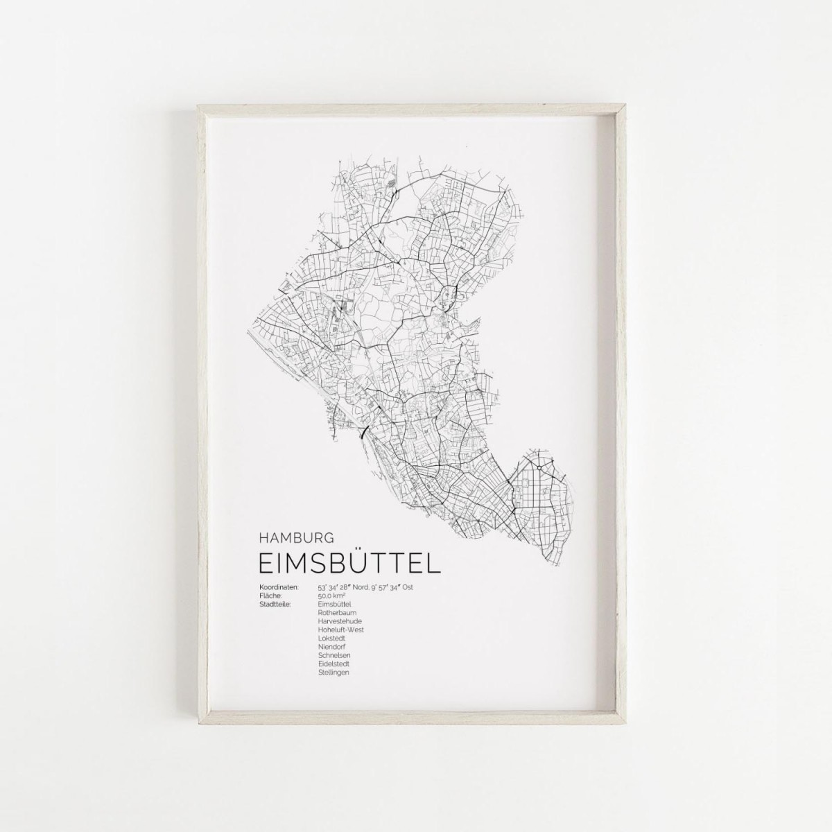 Hamburg Eimsbüttel Karte als hochwertiger Print - Posterdruck im skandinavischen Stil von Skanemarie