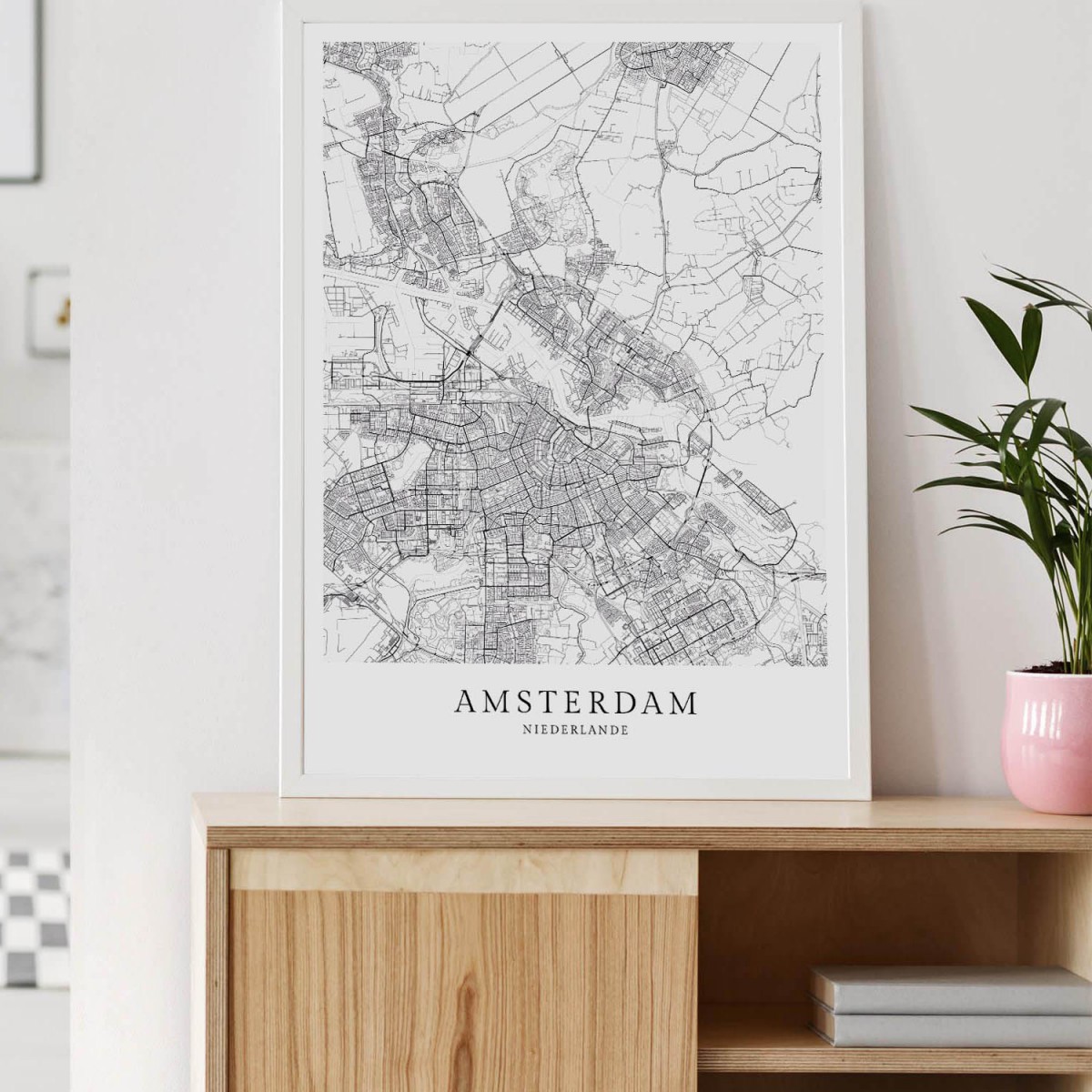 Amsterdam Karte als hochwertiger Print - Posterdruck im skandinavischen Stil Skanemarie