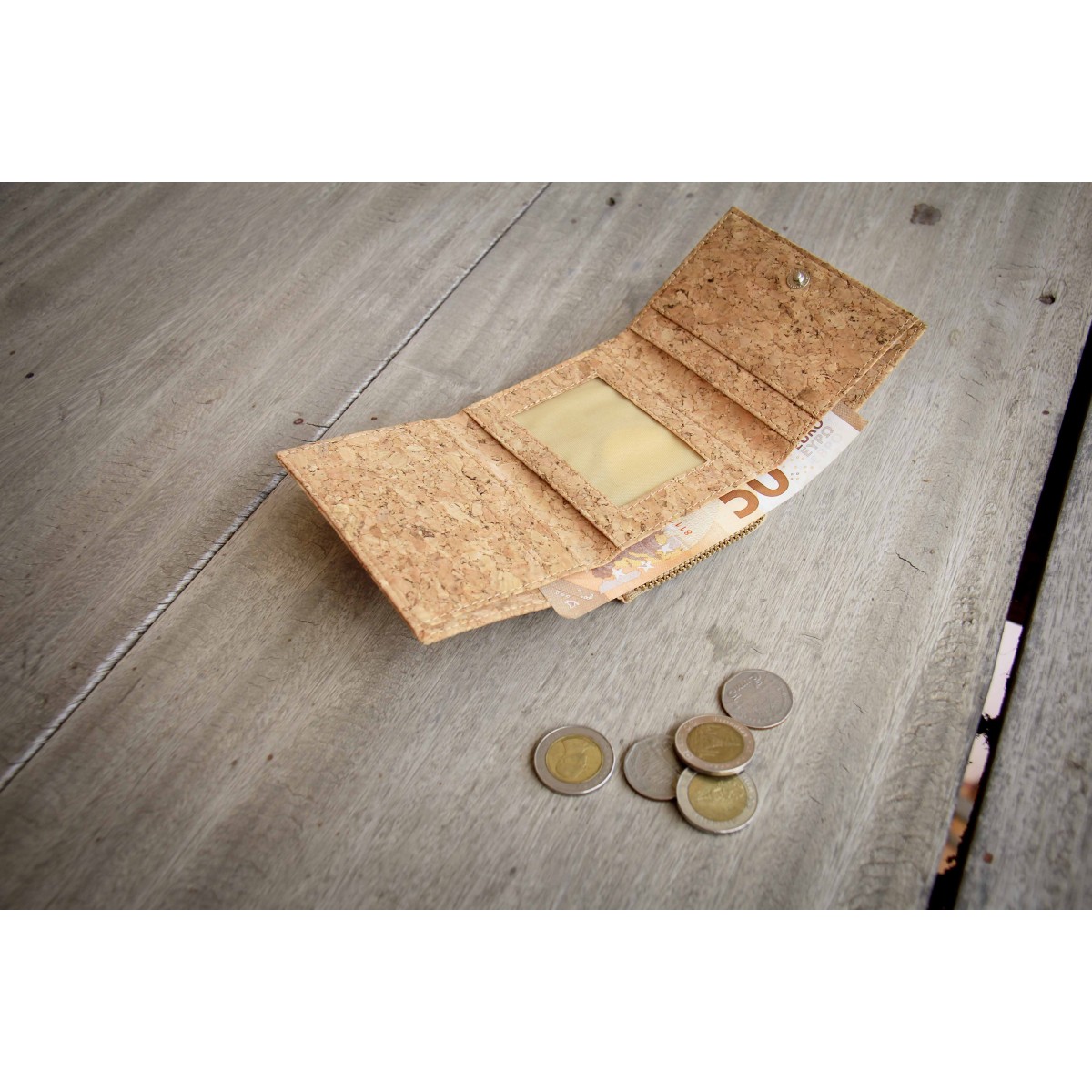 Handgefertigte dreifache Geldbörse, Portemonnaie aus Kork, einmalige Geschenke, Geldbeutel Damen/ Herren, Brieftasche mit Kartenfächern