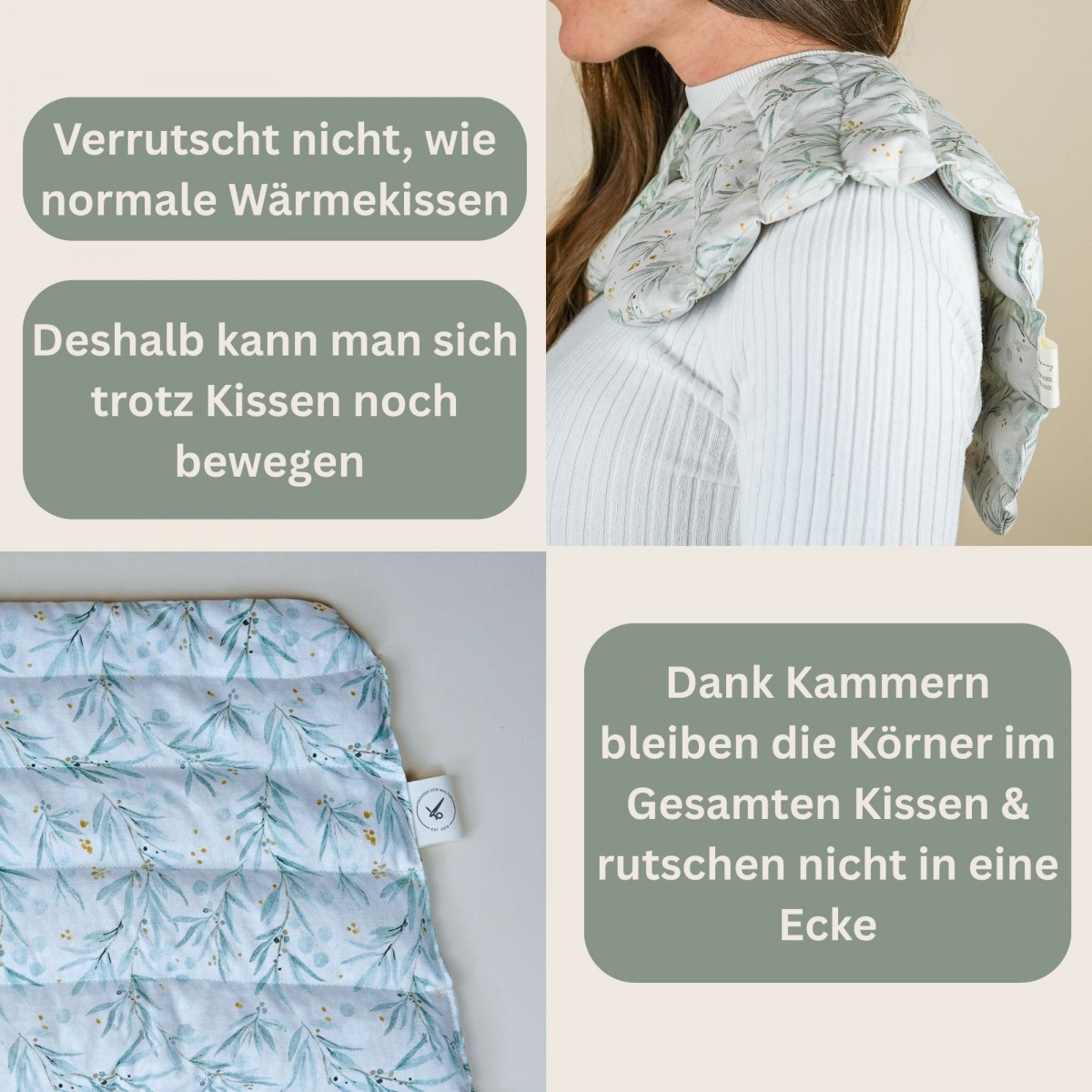 Wärmekissen mit Dinkel für Schulter & Nacken, "Olive" - Tochter von Walter