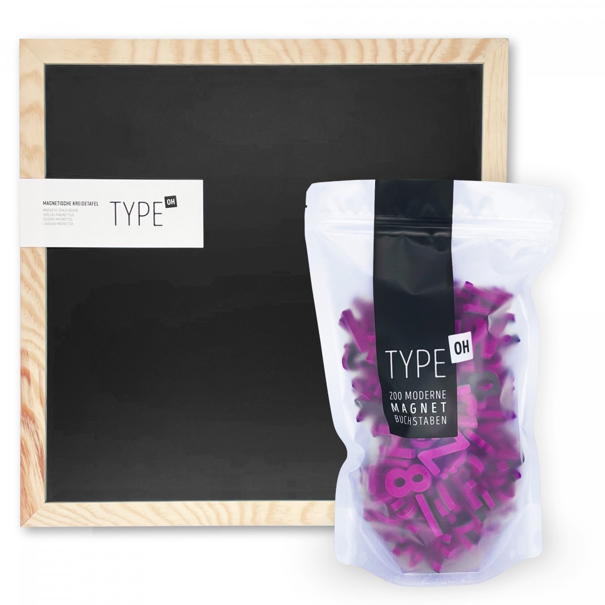 TYPE OH Set: Magnetische Kreidetafel & Moderne Magnetbuchstaben