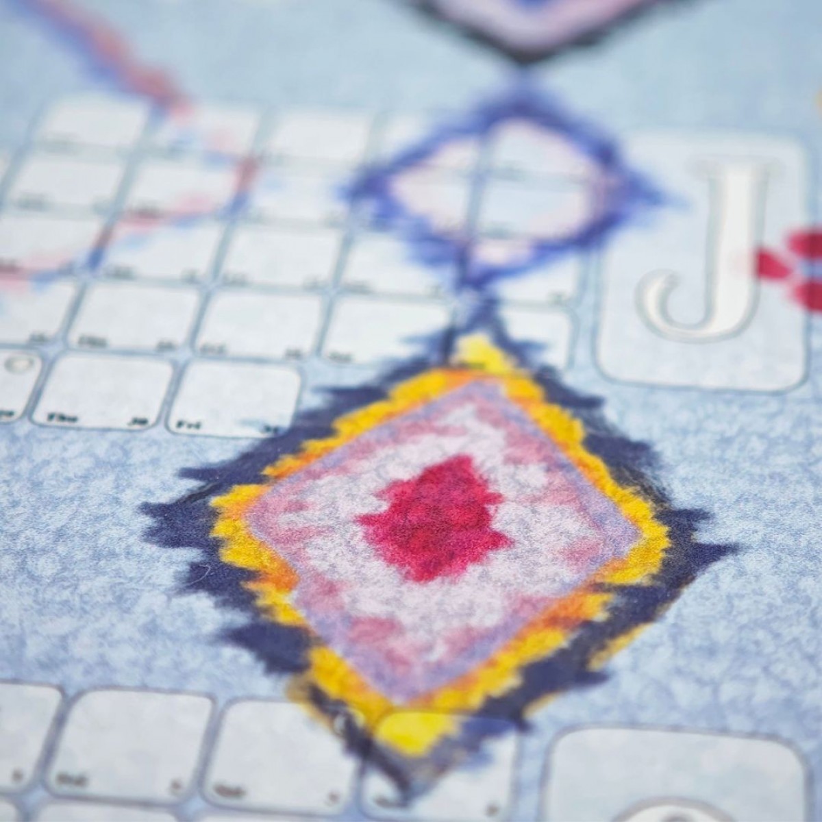 Fine Art Wandkalender 2026 Babouche pastellblau / kilim