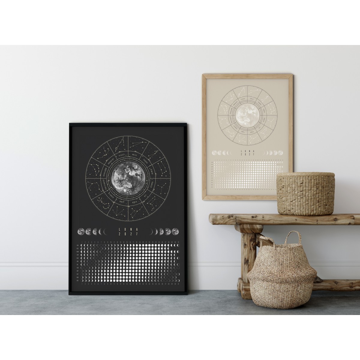 Mondkalender 2027 Poster schwarz // ShellyCreates