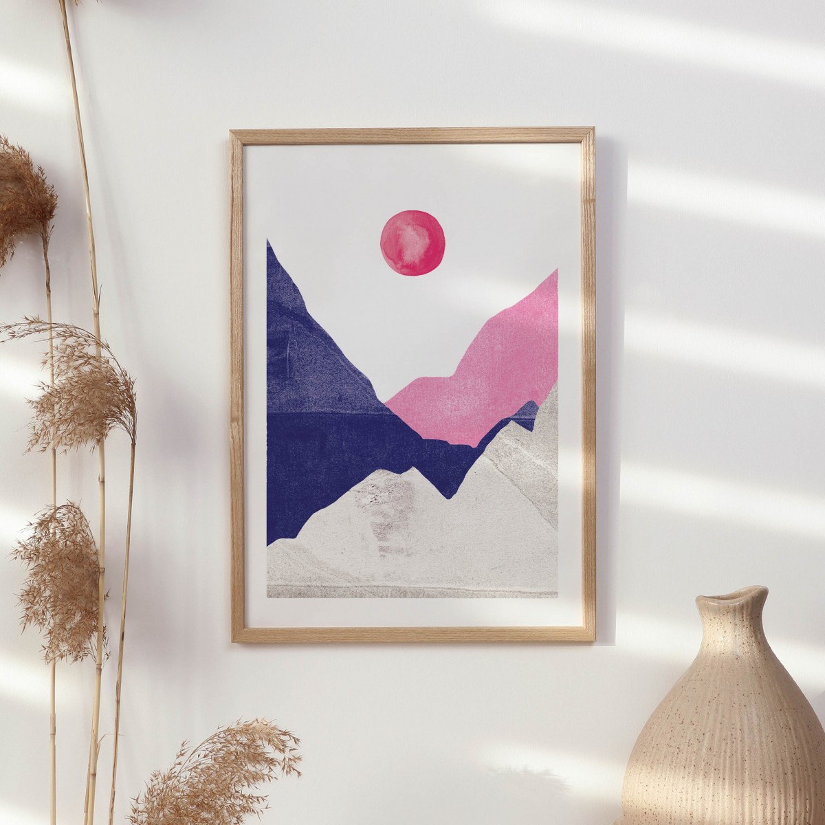 Paperlandscape | Kunstdruck | Berge blau pink | abstrakte Landschaft | verschiedene Größen