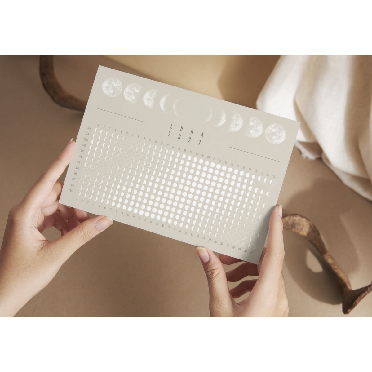 Postkarten Set Mondkalender 2027 Beige // ShellyCreates