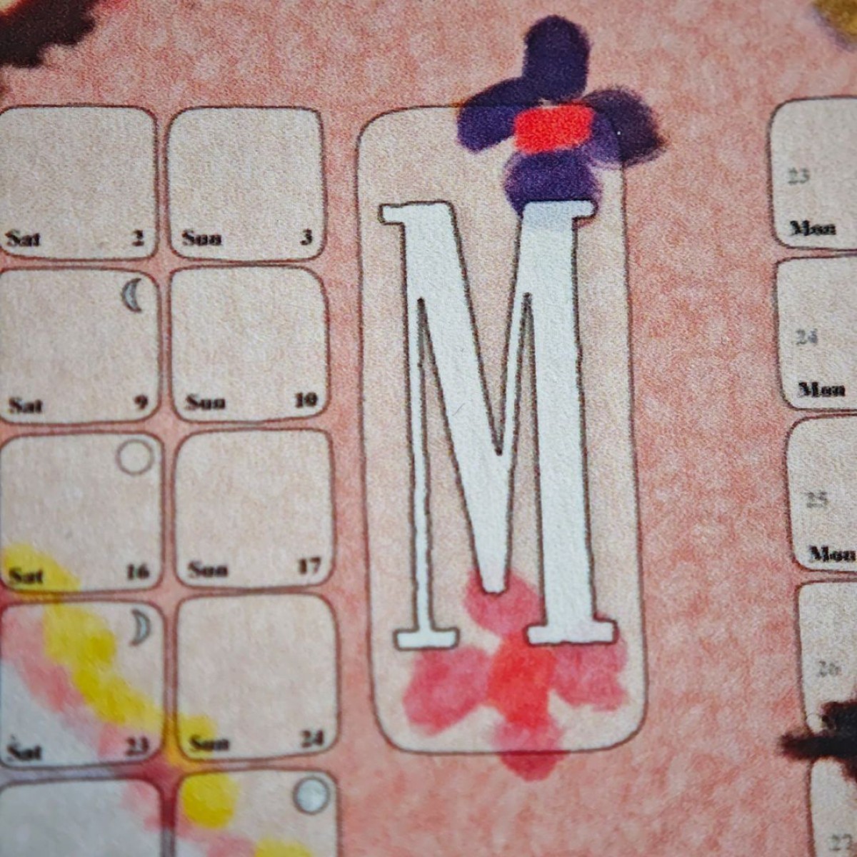 Fine Art Wandkalender 2026 Babouche pastellrosa / kilim