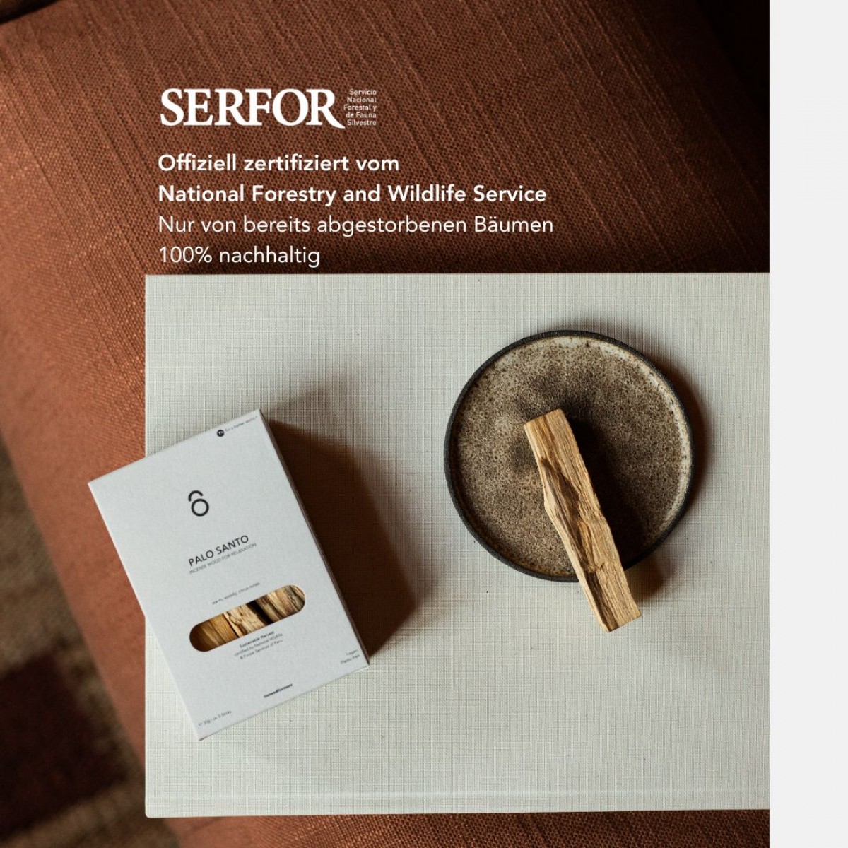 Premium Palo Santo Räucherwerk SERFOR Zertifiziert Nachhaltiger Anbau - noneedformore