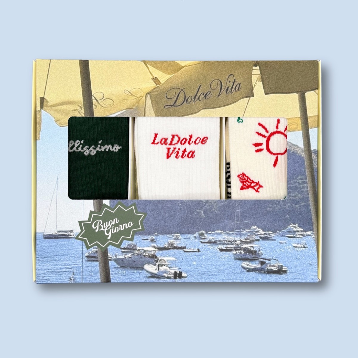3-PACK SOCKEN BELLISSIMO, LA DOLCE VITA, ITALIAN SUMMER - No Bad Days Club