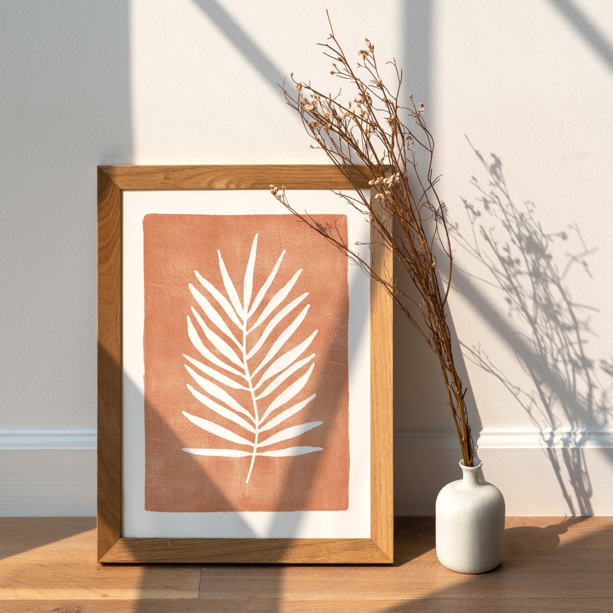 Paperlandscape | Kunstdruck | Palmblatt Terrakotta | abstrakt | Blatt | Pflanzen | verschiedene Größen