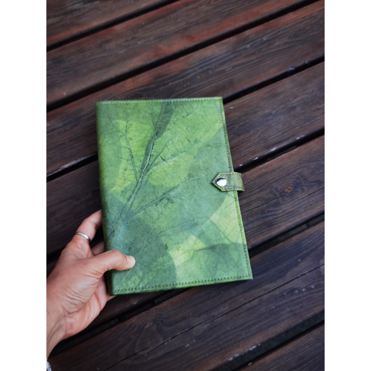 1 x Notizbuch A5 unliniert, Nachhaltiges Journal aus echten Blättern, Tagebuch Blanko, Eco Friendly Sketchbook in grün, Geschenk für Sie & Ihn BY COPALA