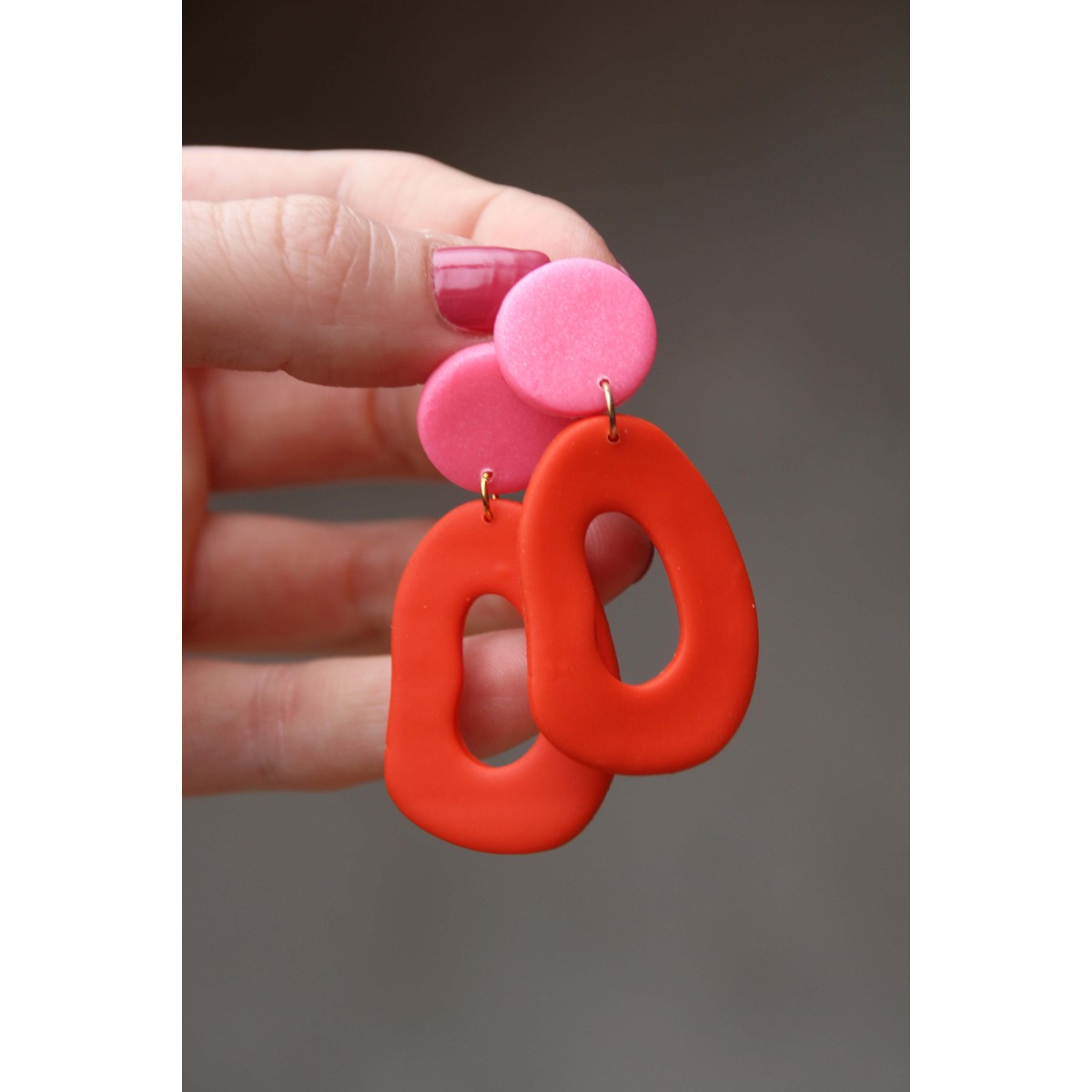 Salut Julie • Polymerton Ohrring 'poppy x pink loops'