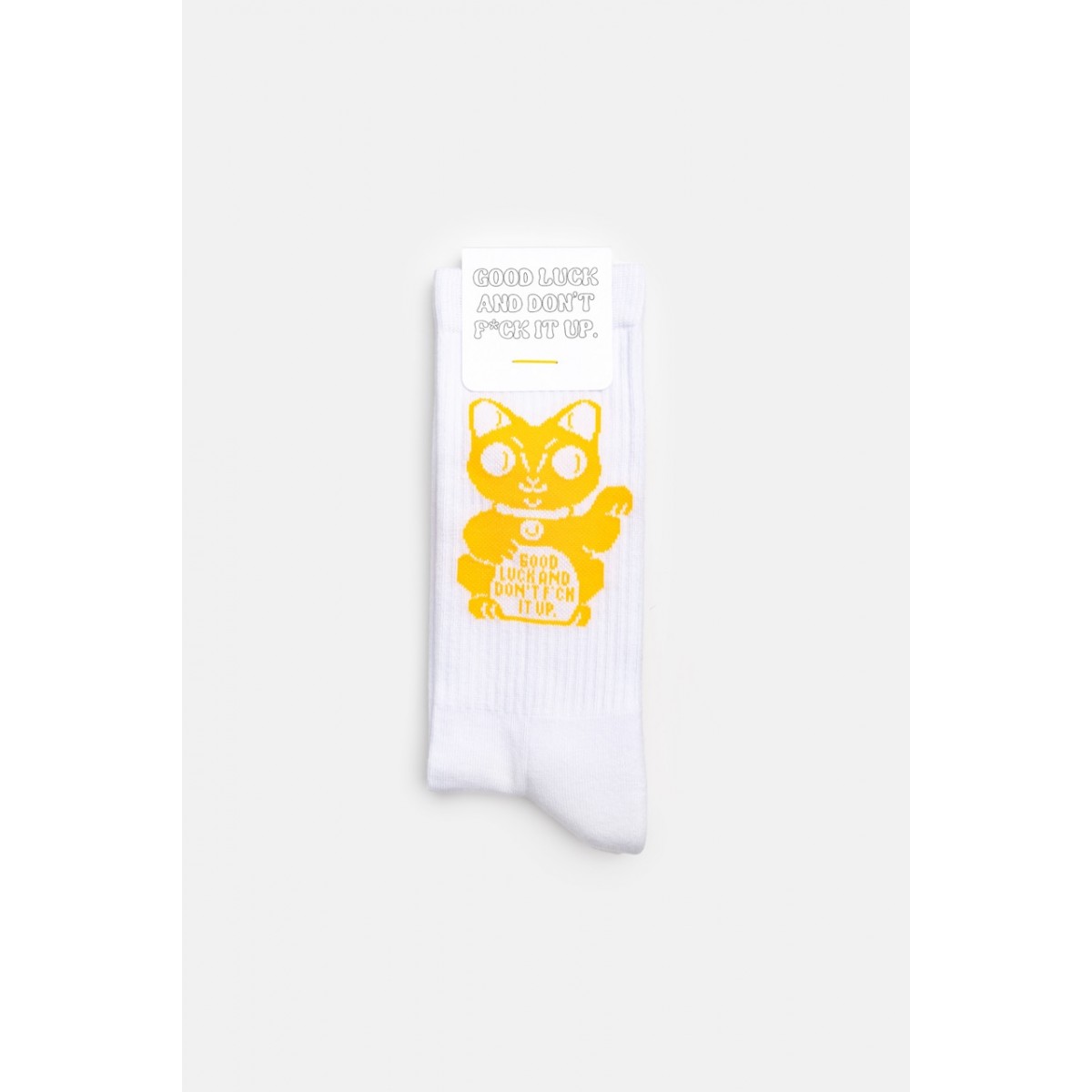 Crew-Socken Lucky Cat in Gelb – Brunhilda