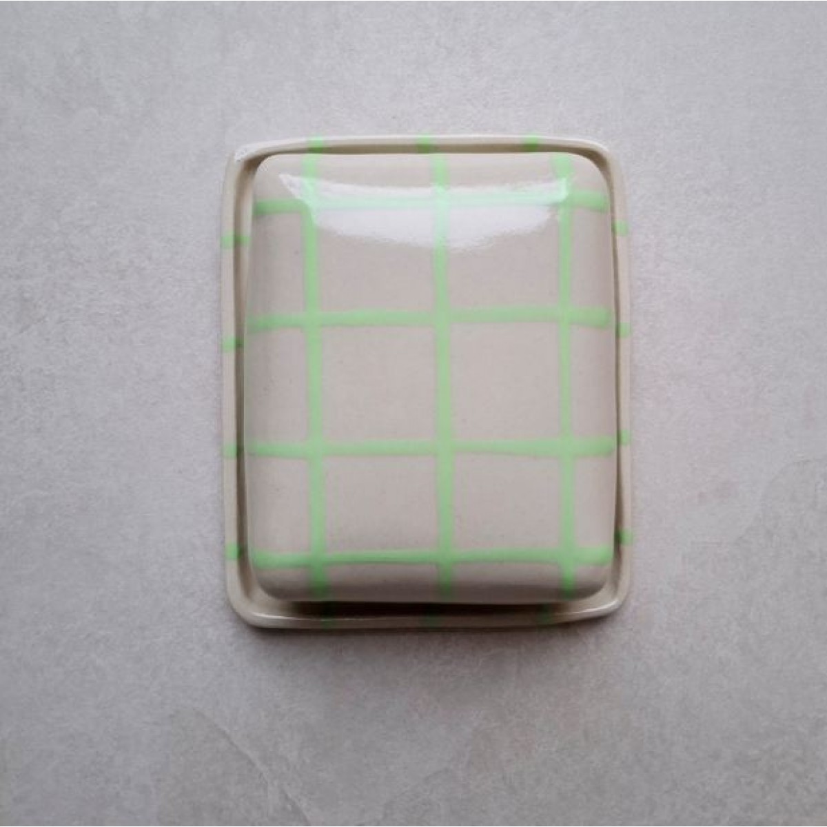 Skelini - Keramik Butterdose handgemacht grün