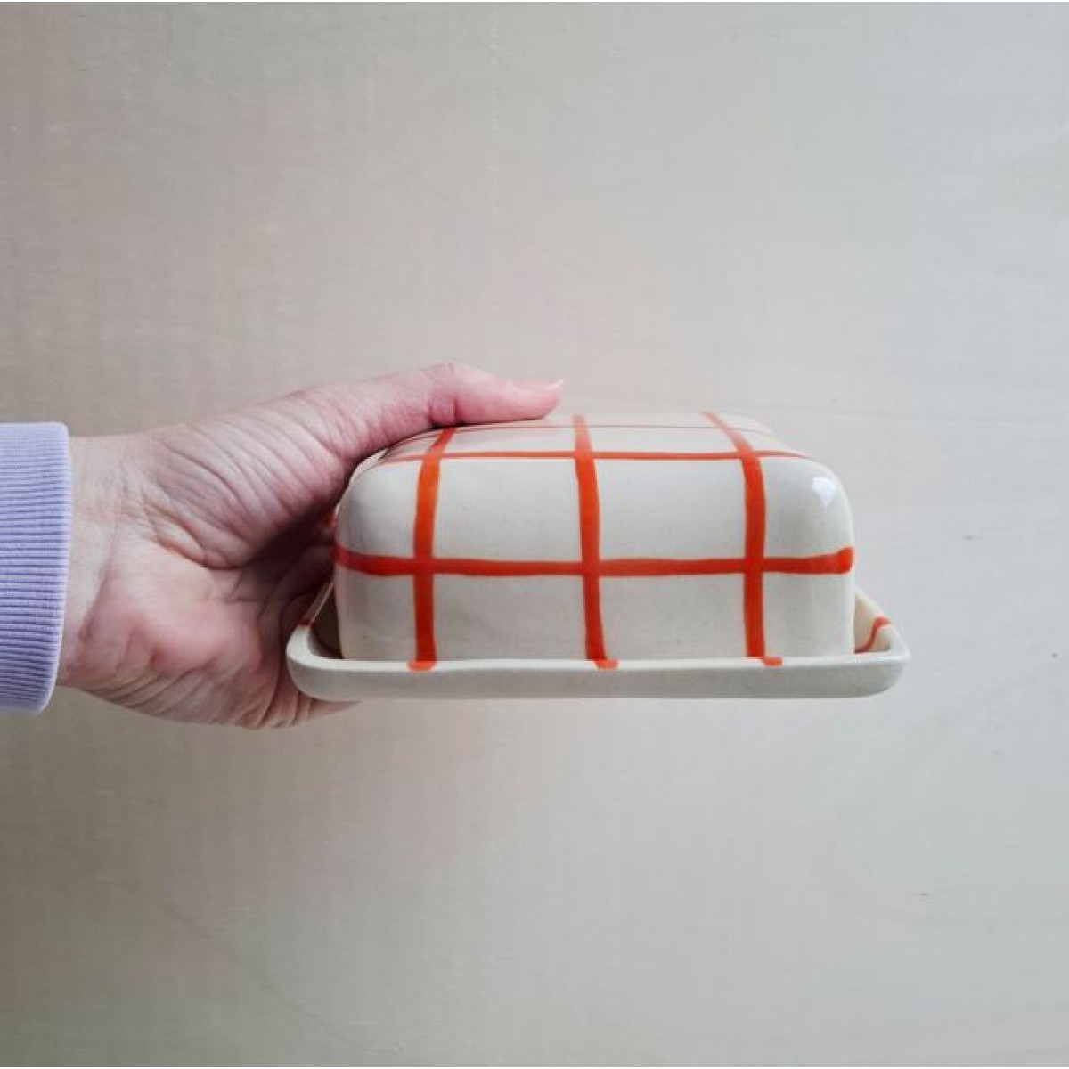 Skelini - Keramik Butterdose handgemacht orange