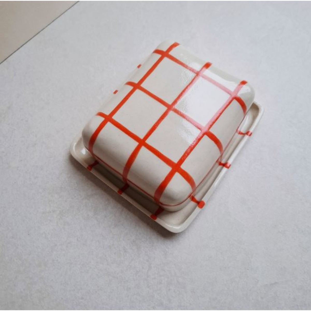 Skelini - Keramik Butterdose handgemacht orange