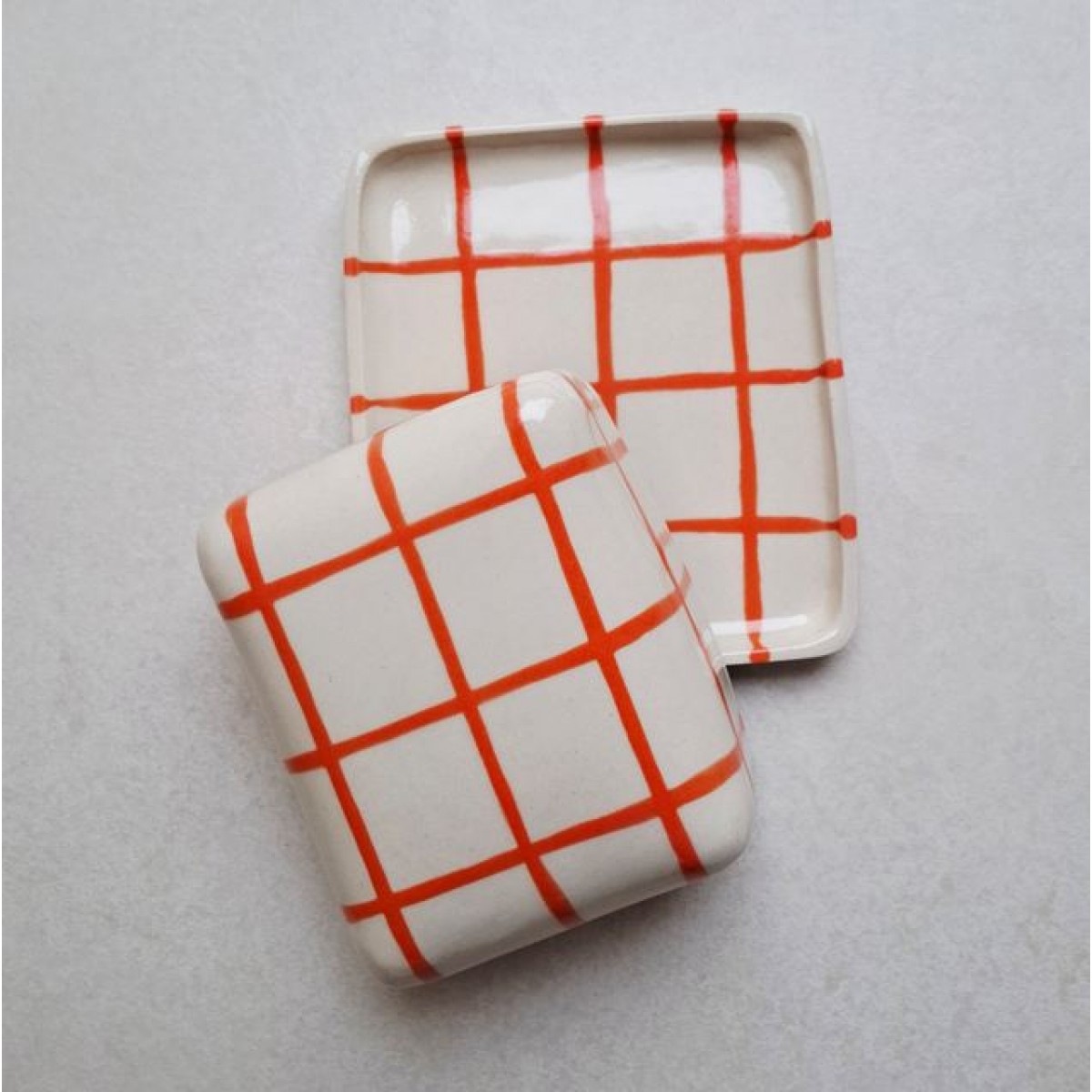 Skelini - Keramik Butterdose handgemacht orange