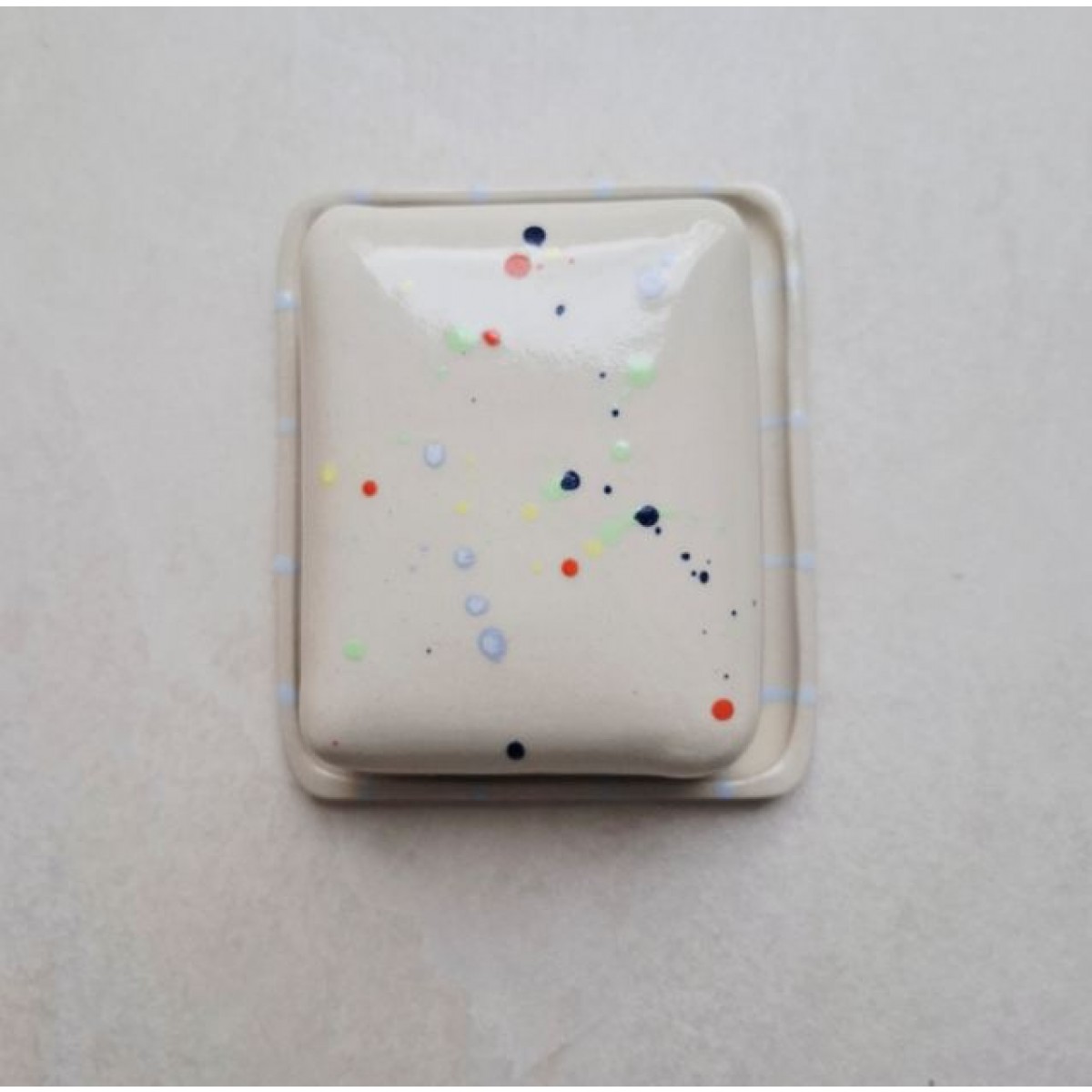 Skelini - Keramik Butterdose handgemacht bunt und dunkel blau