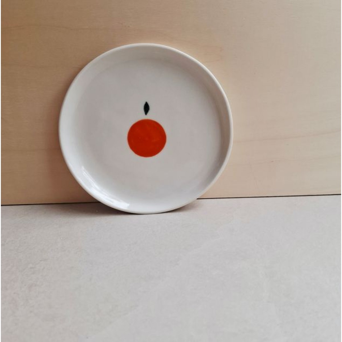 Skelini - Weißer Porzellanteller mit handbemalten Orangen - klein