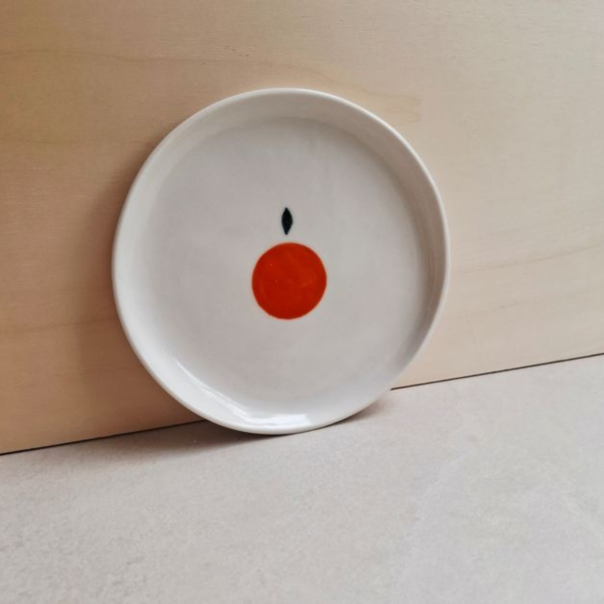 Skelini - Weißer Porzellanteller mit handbemalten Orangen - klein