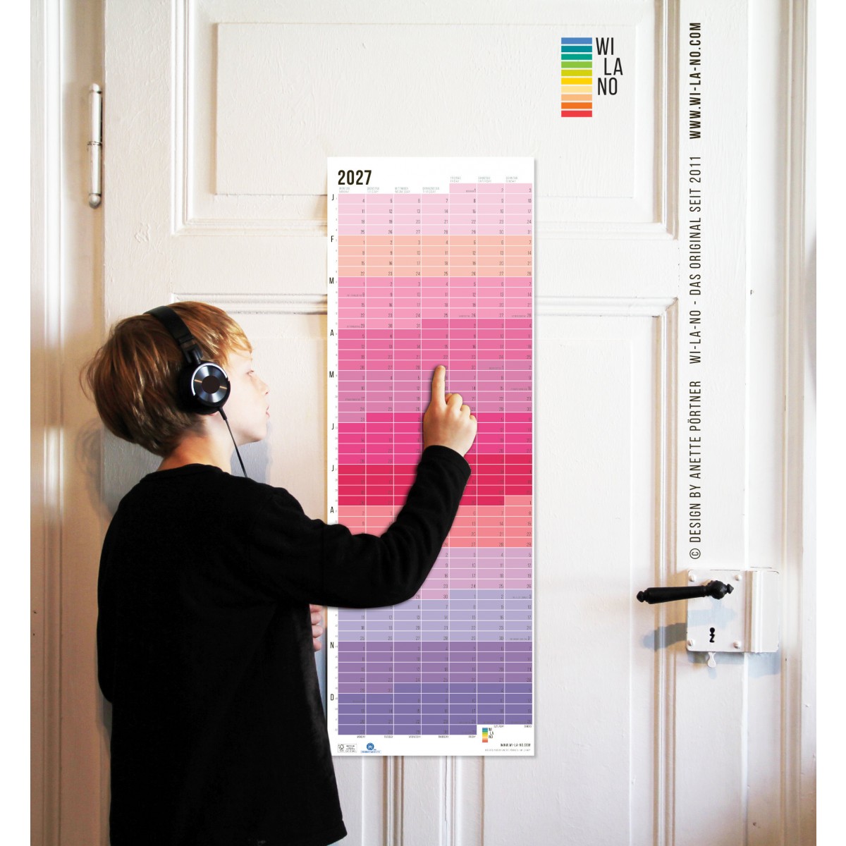 2027 Wandkalender „Pink-Rosé-Violett-Lila“ - Das Original von Wi-La-No | Jahresplaner | Limited Edition | 100% Recyclingpapier | beidseitig bedruckt
