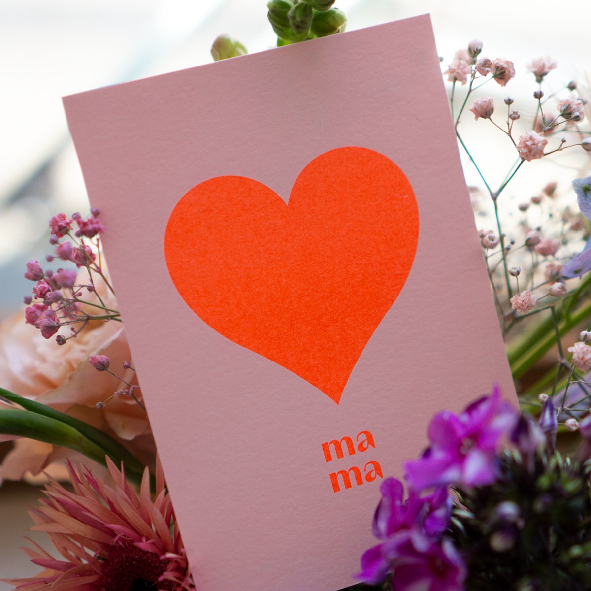 Postkarte "mama" zum Muttertag, Risographie Art Print, A6