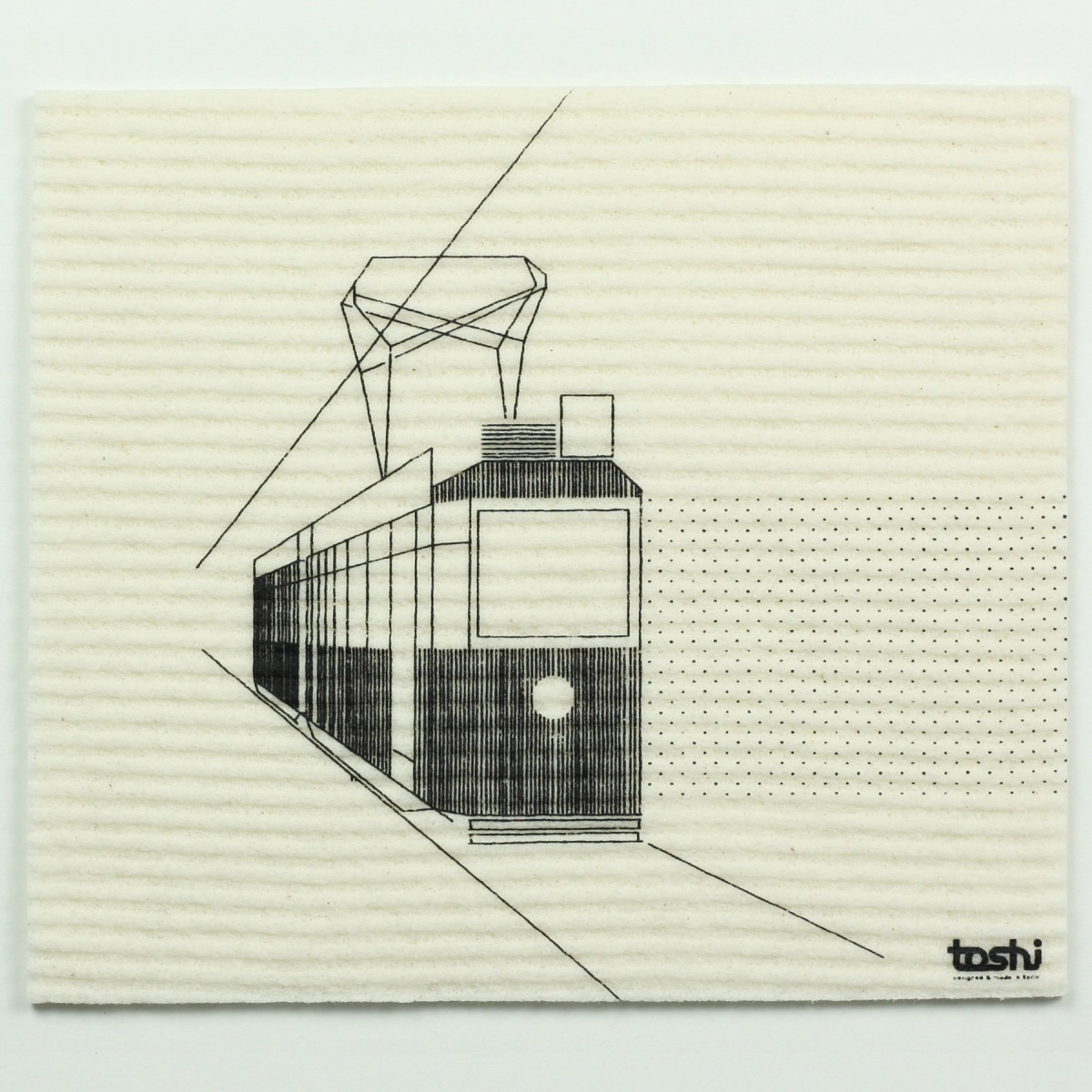 toshi Schwammtuch mit Aufdruck (Motiv Tram)
