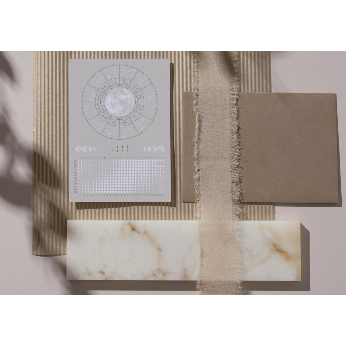 Postkarten Set Mondkalender 2027 Beige // ShellyCreates