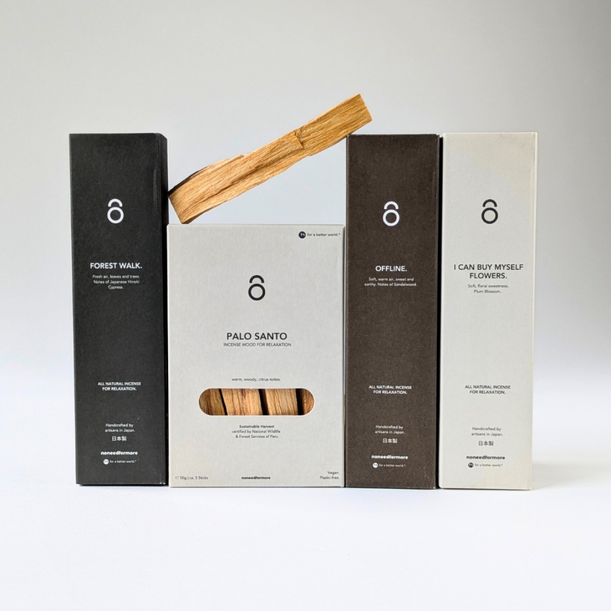 Root & Release: Räucherstäbchen Set Sandelholz Wald Duft Hinoki Pflaumenblüte Palo Santo - noneedformore