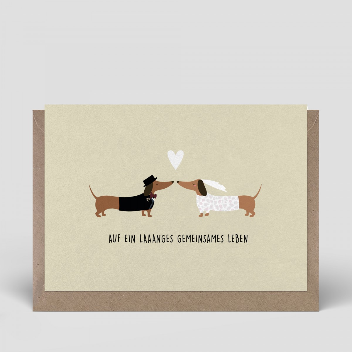 Klappkarte - Hochzeitskarte - Dackel Brautpaar - Nr. 262 - Naturbedacht