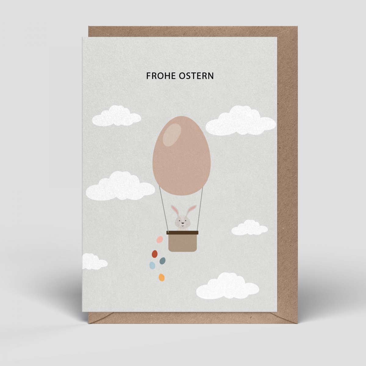 Klappkarte - Osterkarte - Hase im Ballon - Nr. 268 - Naturbedacht