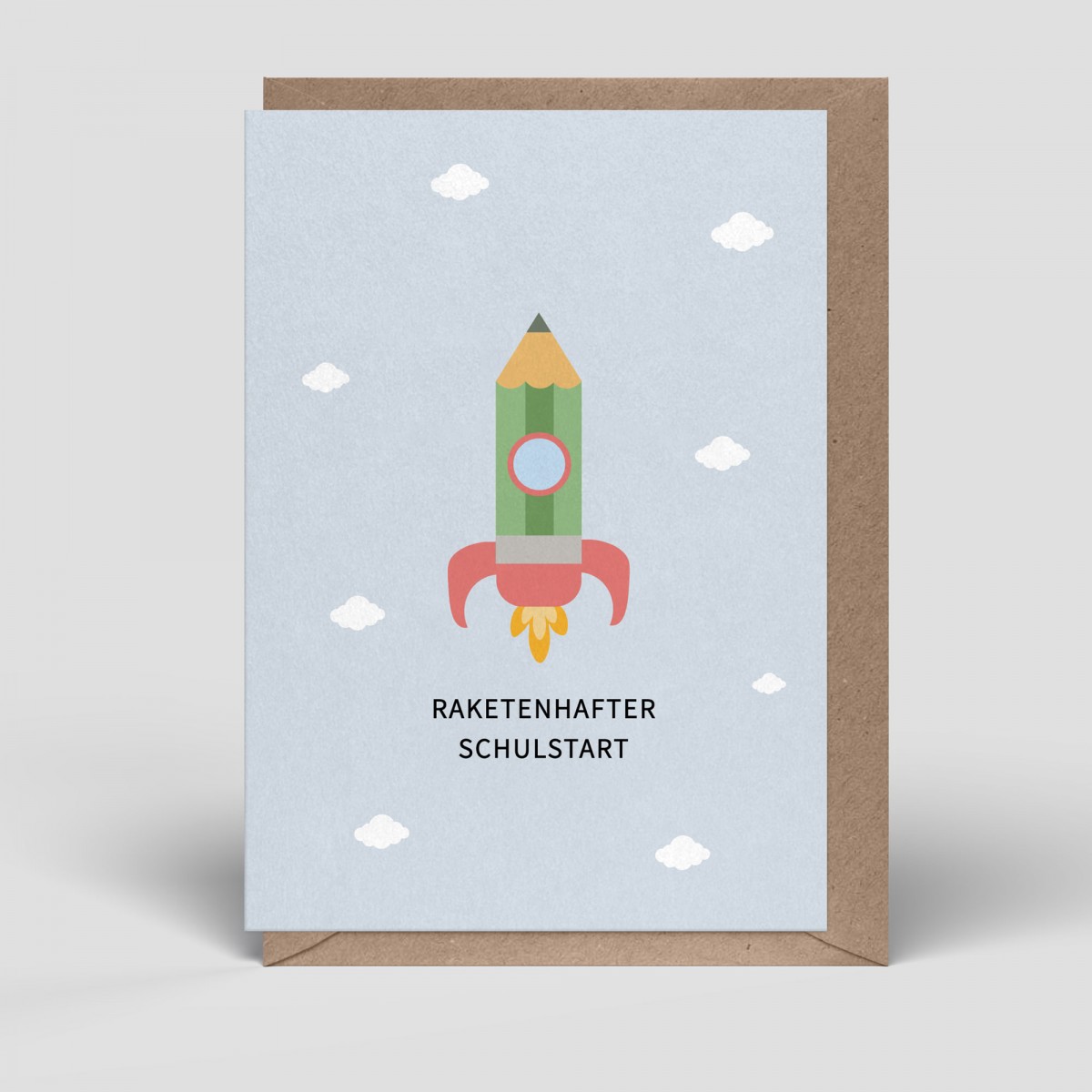 Klappkarte - Einschulungskarte - Rakete - Nr. 278 - Naturbedacht