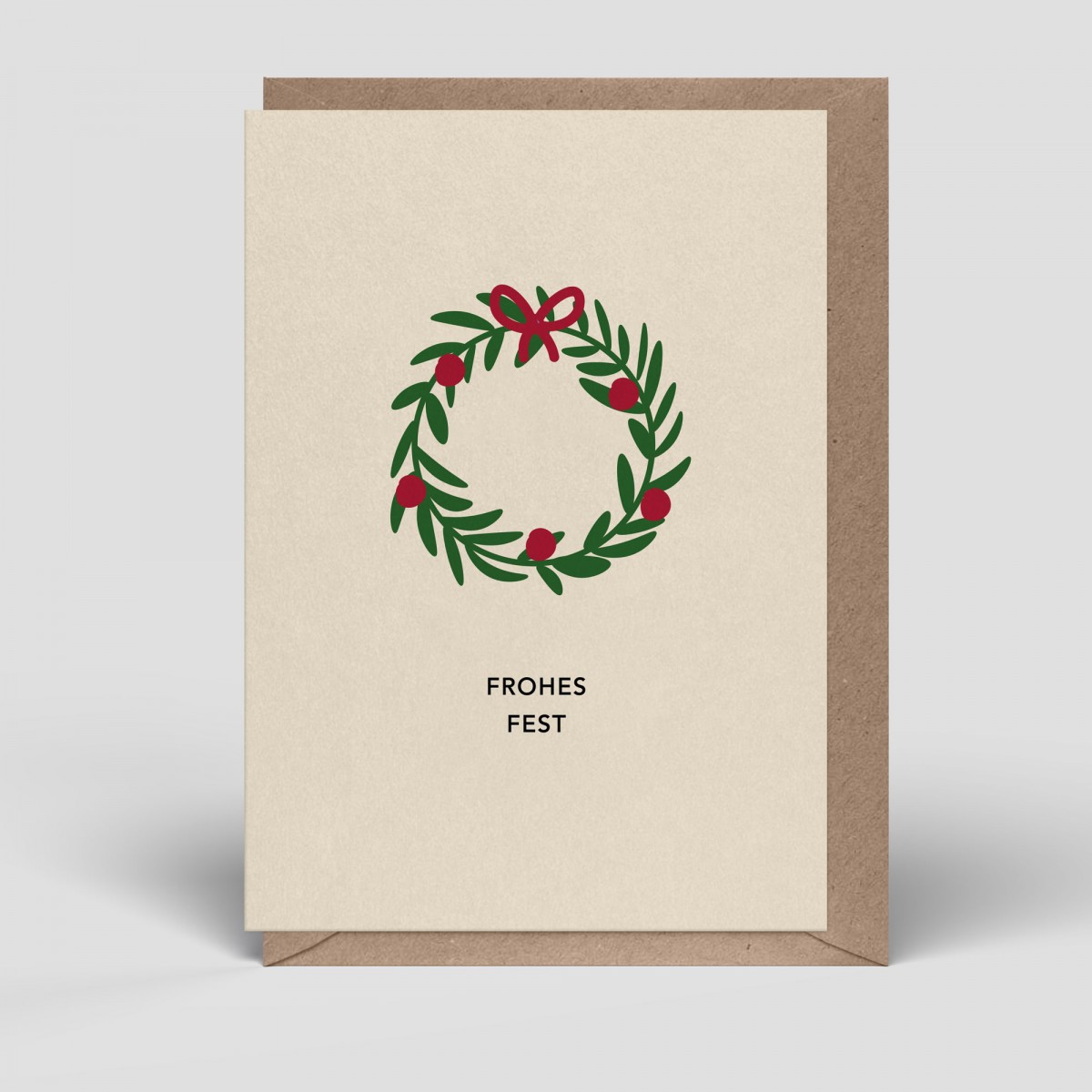 Klappkarte - Weihnachten - Kranz - Nr. 296 - Naturbedacht