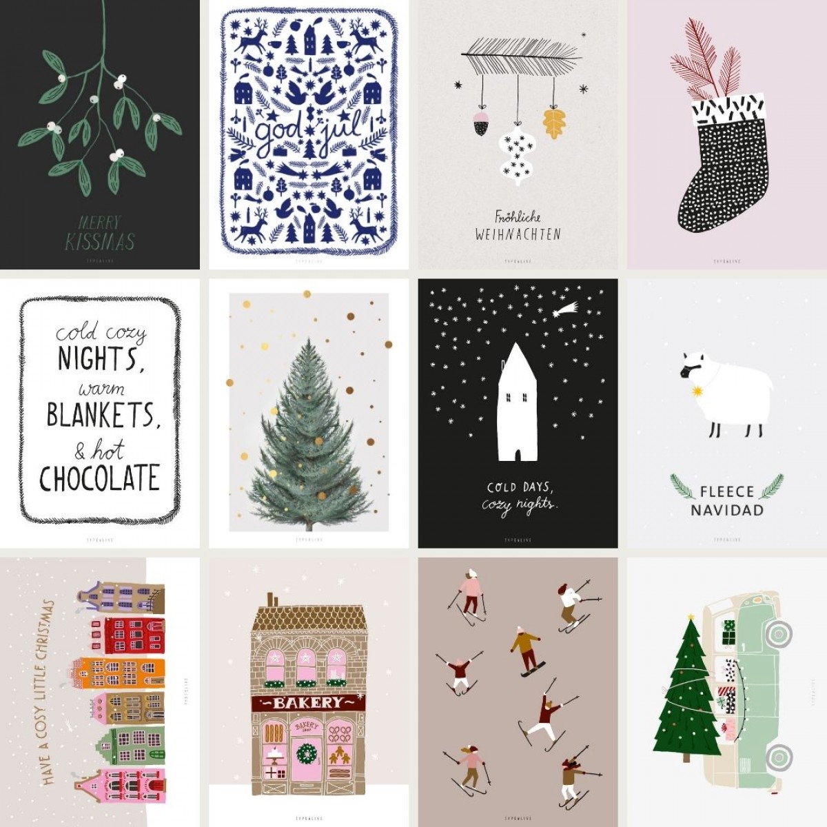 typealive / Weihnachtskarten-Set / 12er SET "ADVENT"