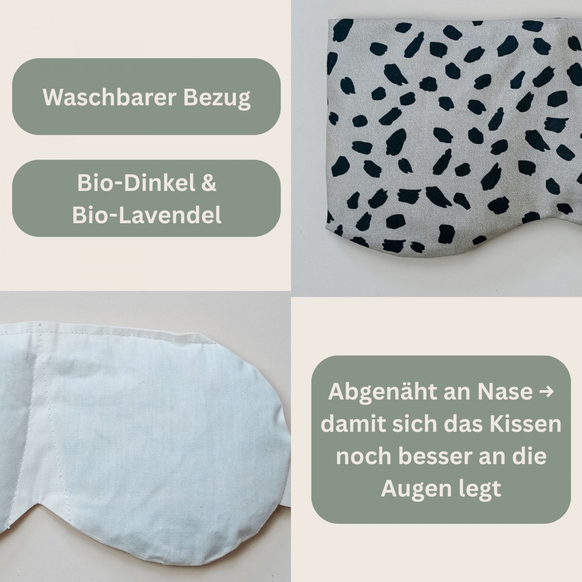 Yoga Augenkissen mit Bio-Dinkel & Bio-Lavendel, zum Erwärmen und Kühlen "Coffee" – Tochter von Walter