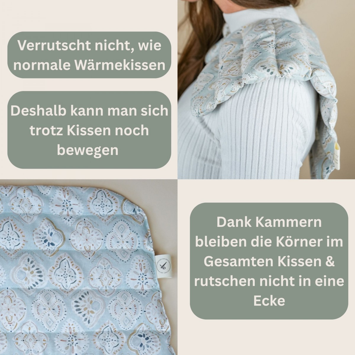 Nackenkissen mit Bio-Dinkel gefüllt – Tochter von Walter