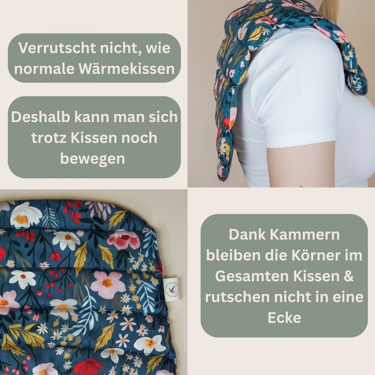 Nackenkissen mit Bio-Dinkel gefüllt mit Blumen – Tochter von Walter