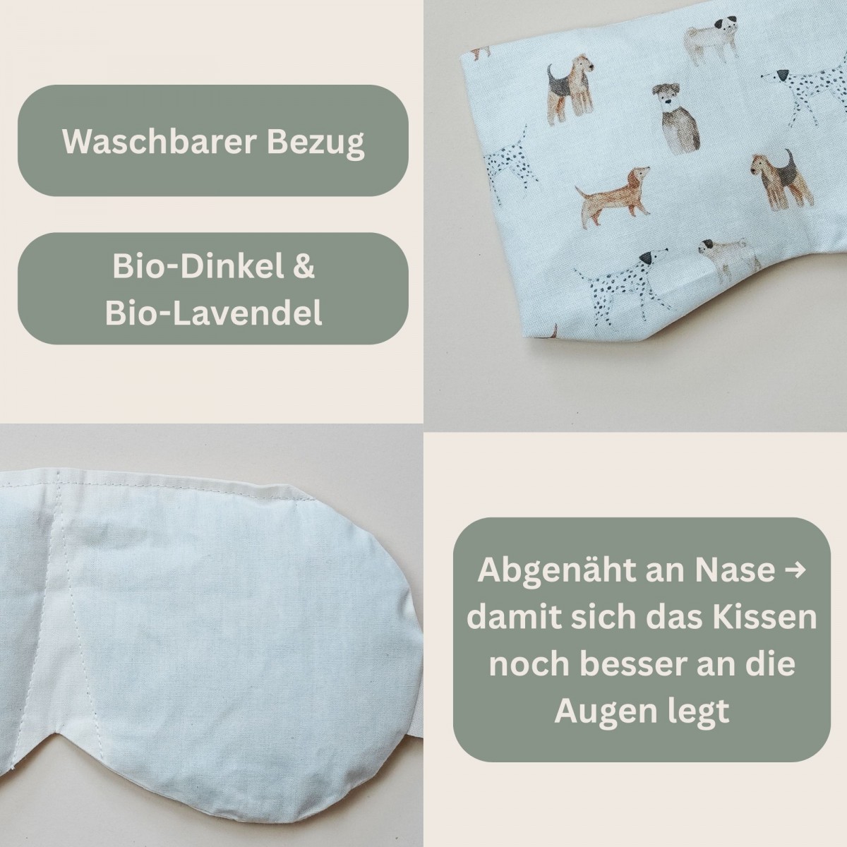Meditationskissen für Augen – Bio Dinkel Lavendel Füllung, perfekt für Yoga & Entspannung „ Hundis“ - Tochter von Walter