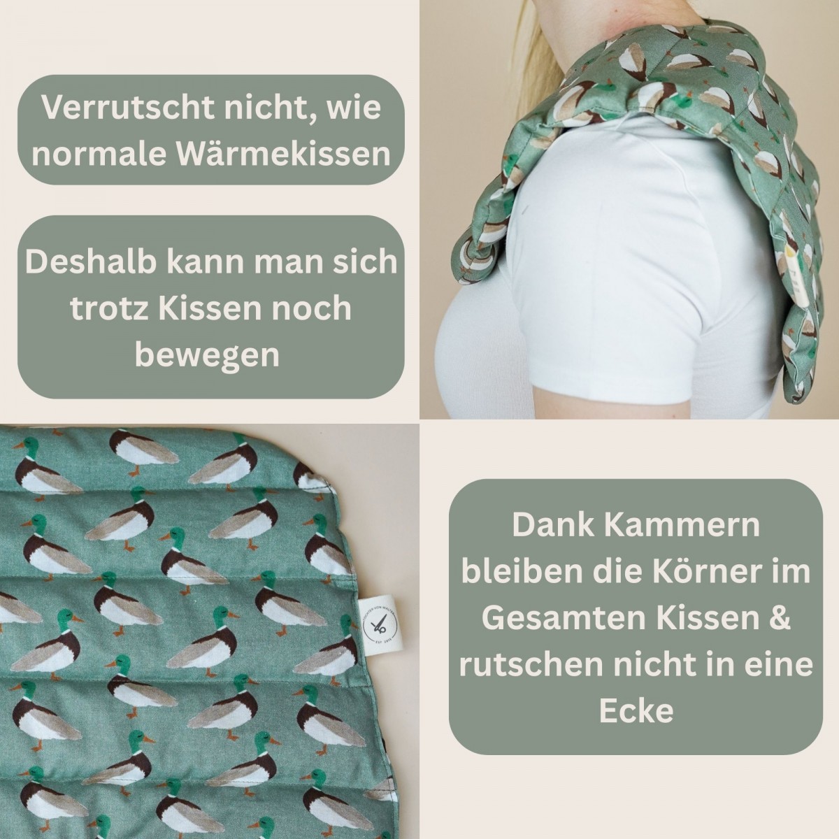 Dinkelkissen für Schulter und Nacken "Ente" – Tochter von Walter