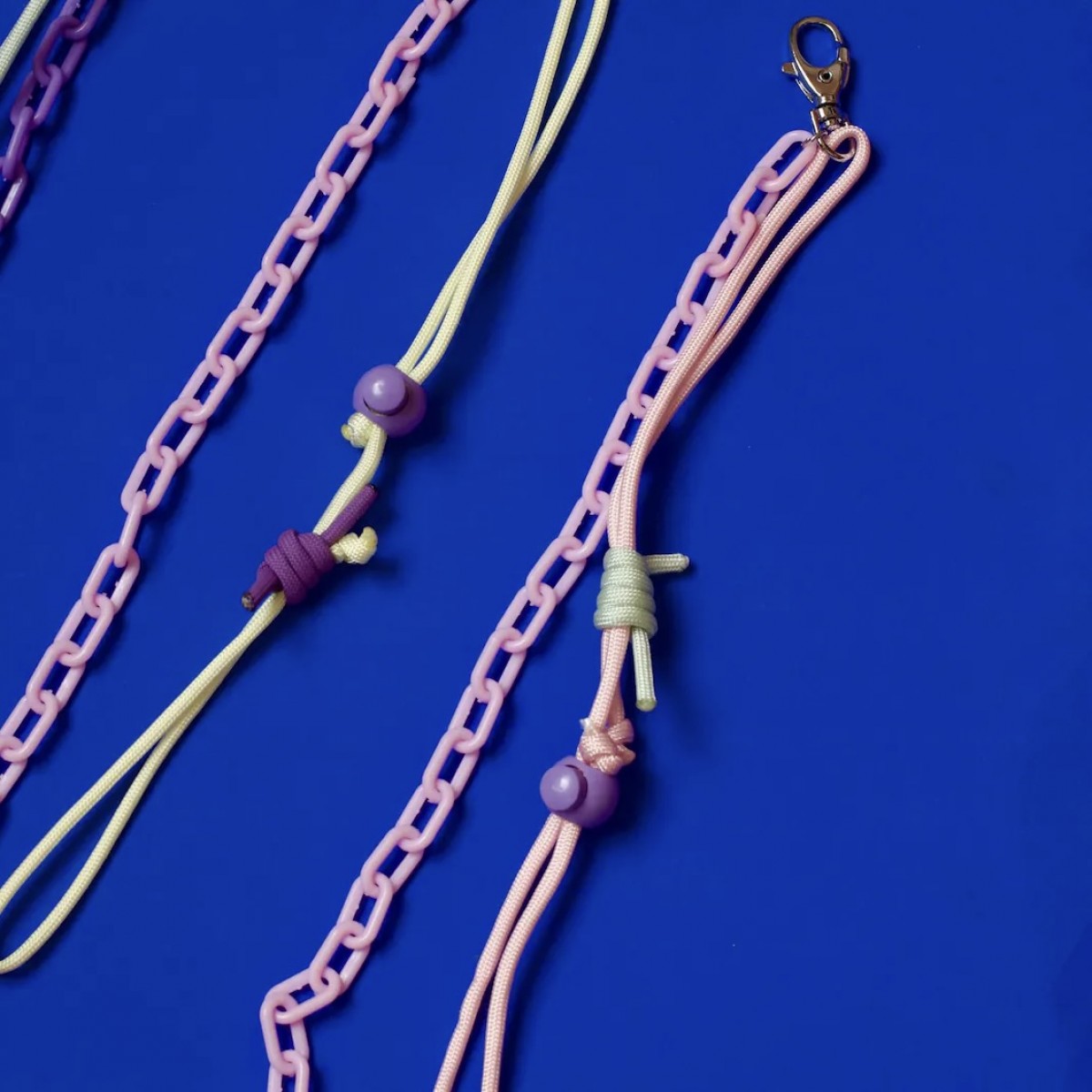 Verstellbare Pastellkette – Acryl & Paracord (mit optionalem Handy-Halter) - Pink & Mint – Pikto3000