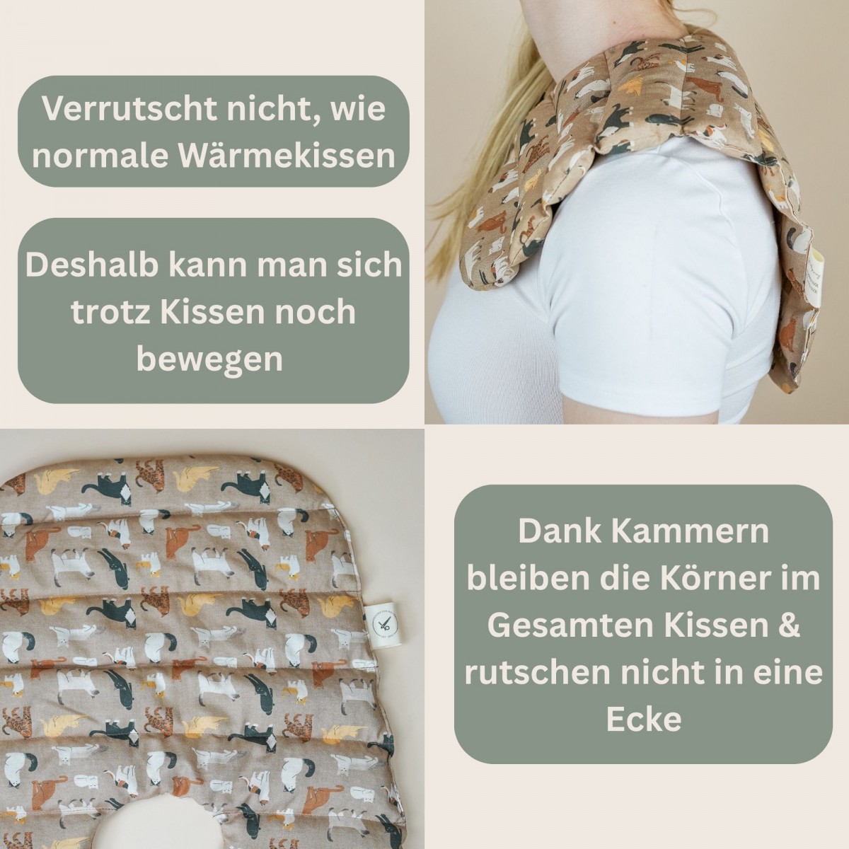 Wärmekissen Nacken Schulter mit Bio-Dinkel "Katze" – Tochter von Walter