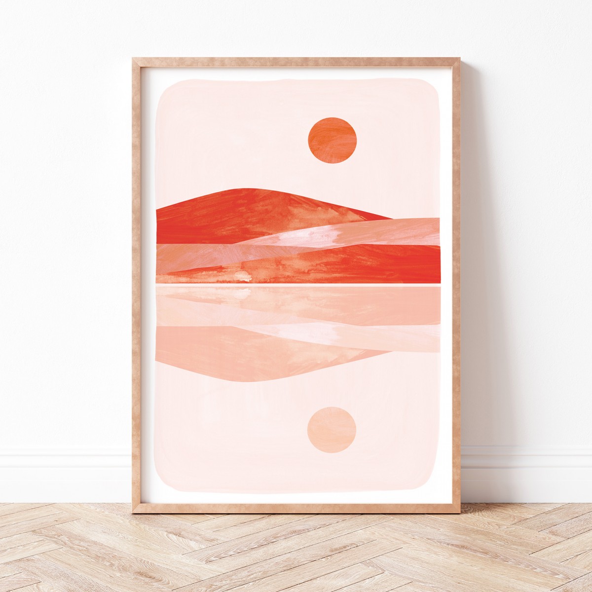 Paperlandscape | Kunstdruck "Berge mit Spiegelung" | Art Print Landschaft | rost orange | verschiedene Größen