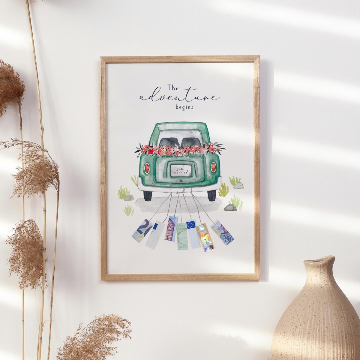 Paperlandscape | Hochzeitsbild "Hochzeitsauto" | in verschiedenen Farben 