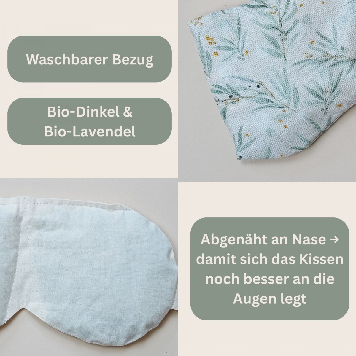 1. Yoga Augenkissen mit Bio Lavendel Dinkel Füllung – perfekt für Meditation & Entspannung „Olive“ - Tochter von Walter