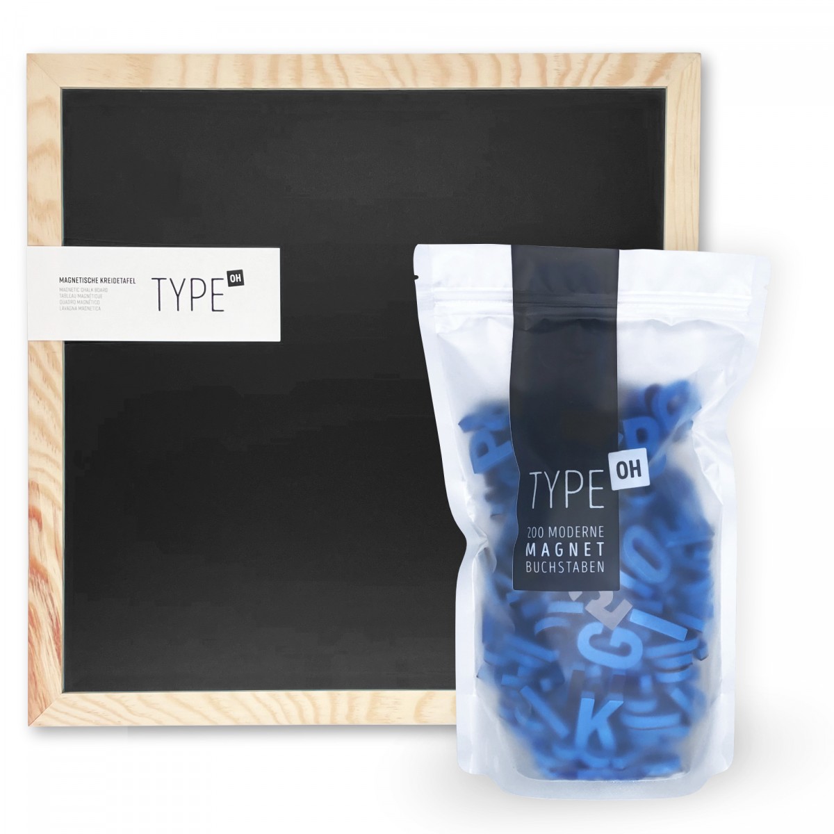 TYPE OH Set: Magnetische Kreidetafel & Moderne Magnetbuchstaben