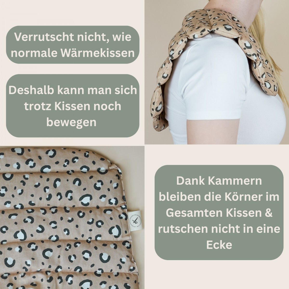 Nackenkissen mit Bio-Dinkel gefüllt "Leoprint" – Tochter von Walter